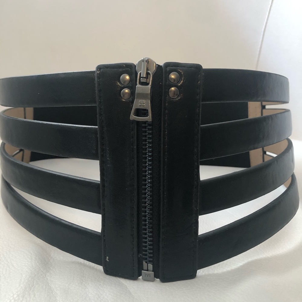 SOLD BCBGMaxAzria black leather statement belt